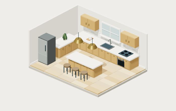 Illustrative kitchen room from the interactive project explorer